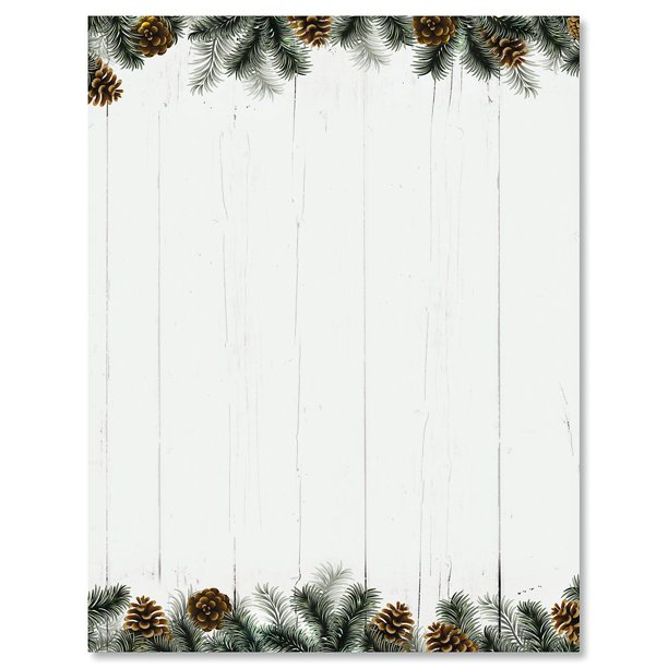Rural Festive Pine Christmas Letter Papers Set of 25 Christmas