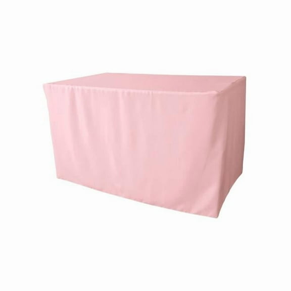 LA Linen TCpop-fit-48x24x30-PinkLgtP37 1.67 lbs Polyester Poplin Fitted Tablecloth, Light Pink