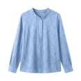 thumbnail image 6 of YuXingFu Petite Tops for Women Crew Neck Pleated Ruffle Detail Long Sleeve for Everyday Loose Fit Tees Tops Sky Blue XL, 6 of 6