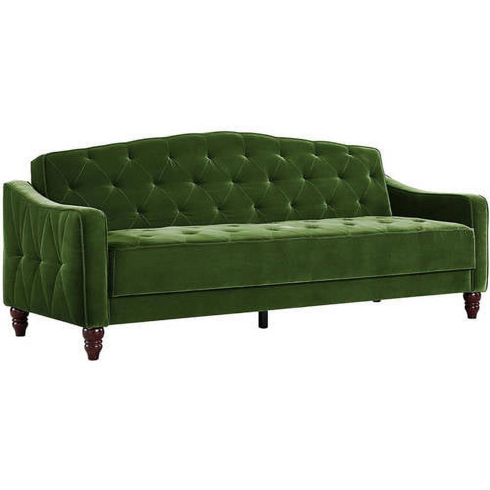 Novogratz Vintage Tufted Sofa Sleeper II, Green Velvet