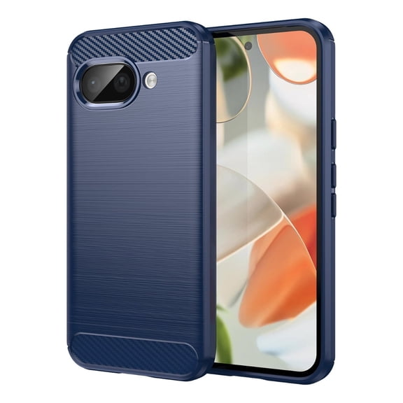 Rosebono Compatible With Google Pixel 9A Carbon Fiber Texture Pattern TPU Case (Navy)