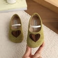 thumbnail image 2 of ZACPNCV Girls Velvet Heart Shoes Soft Sole Suede Bow Flats Mary Jane Princess Casual Party, 2 of 5