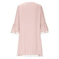 thumbnail image 5 of Ruimatai Women's Casual V-Neck 3/4 Sleeve Solid Tassel Dress Fashion Flowy Summer Party Dress Machine Wash Polyester Stretchy Sizes S-XXL, 5 of 6