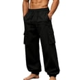 thumbnail image 2 of Blmnix Hiking Pants Men's Pants Cargo Carpenter Pants Baggy Low Waisted Jeans Black Taper Ankle Casual Pants for Men,S, 2 of 9
