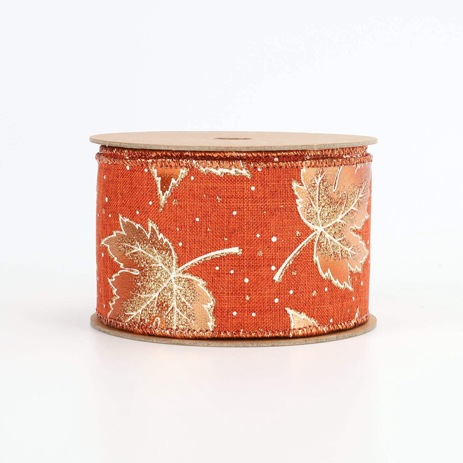 LaRibbons 2 1/2" Wired Ribbon | "Metallic Leaf" Rust/Copper/Gold | 10 Yard Roll