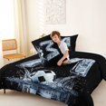 thumbnail image 4 of Castle Fairy Ice Letter M Soccer Design Queen Comforter Set 3pcs for Adults,Splash Watercolor Art Bedding Comforter Set for Sports Fans,Black Reversible, 4 of 6