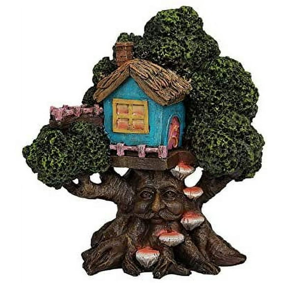 Pacific Giftware PT Greenman Mushroom Treehouse Decorative Garden Statue