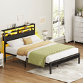thumbnail image 5 of Satifur Queen Size Bed Frame with 2 Storage Drawers Headboard, LED & Charging Station, Black oack, 5 of 11