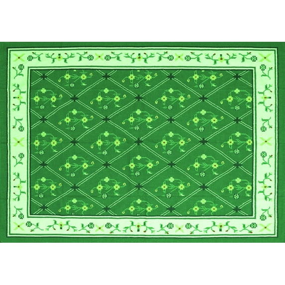 Ahgly Company Indoor Rectangle Abstract Green Contemporary Area Rugs, 2' x 3'