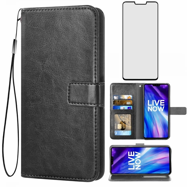 Mobile Phone Cover for Lg V40, Cover Premium Pu Leather Tpu Flip Cover Magnetic Closure Card Compartment Stand Function Wallet with Lanyard Protective Cover