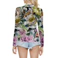 thumbnail image 3 of Gibobby Blusas Termicas Dama Blusa de manga larga con cuello redondo a la moda de verano para mujer, camisa estampada superior semitransparente, camisa inferior（Beige， XXXL), 3 of 4