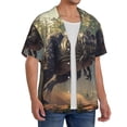 thumbnail image 2 of Sikiie Jungle Dinosaur Men's Wrinkle Free Untucked Cuban Shirt Business Casual Button Down Shirts Short Sleeve ShirtLarge, 2 of 5