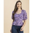 thumbnail image 2 of Moomaya Short Sleeves Sweetheart Neck Cotton Top - Women's Elegant Peplum Top, 2 of 9