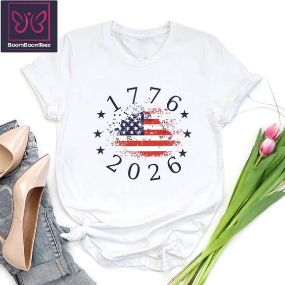 Patriotic T-Shirt with Flag Design, 250th Anniversary Style Tee for Adults