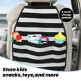 thumbnail image 5 of Fuzoiu Black And White Stripes Print 2 Pack Kick Mat Back Seat Protector With 3 Storage Pockets, Universal Car Seat Back Organizer For Kids Pets, Waterproof Backseat Protector For Most Car, 5 of 8
