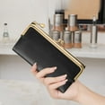 thumbnail image 5 of GOIACII Womens Wallet Ladies Vintage Billfold Compact Card Holder Long Zip Clutch Purse with Kiss Lock Black, 5 of 8