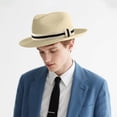 thumbnail image 2 of WEIYLL Men's Sun Hat Activities Versatile Elastic Stripe Band Classic Design Light Yellow Beach Caps, 2 of 4