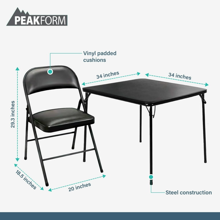 Peakform 5 Piece Folding Vinyl Tables and Chairs for Home Use