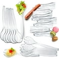thumbnail image 3 of VeZee's Plastic Serving Utensils, Clear Heavy Duty Disposable utensil | Pcs 10" Spoons 10" Forks 6" Tongs | 6 Each in One Set| 72 Pcs, 3 of 5