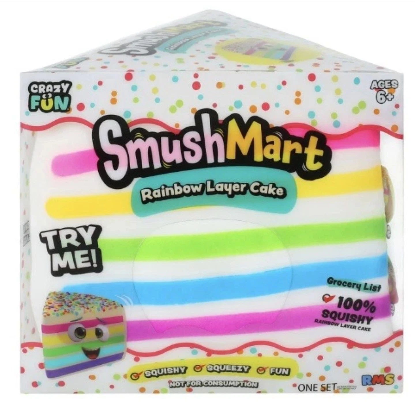 5" Viral Rainbow Layer Cake Squishy Toys - Smush Mart Giant Dessert Squishy - Soft Sensory Stress Relief Toys for Teens & Adults - Fun Novelty Gift for Birthdays & Holiday Festivals