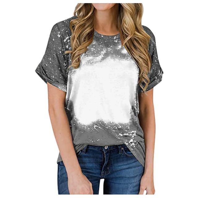 Mareep Blouse pour Femmes P-2TG 2024 Décontractée Ample et Confortable Dégradé Col Rond T-shirt à Manches Courtes Hauts pour Femmes Liquidation, Cadeau
