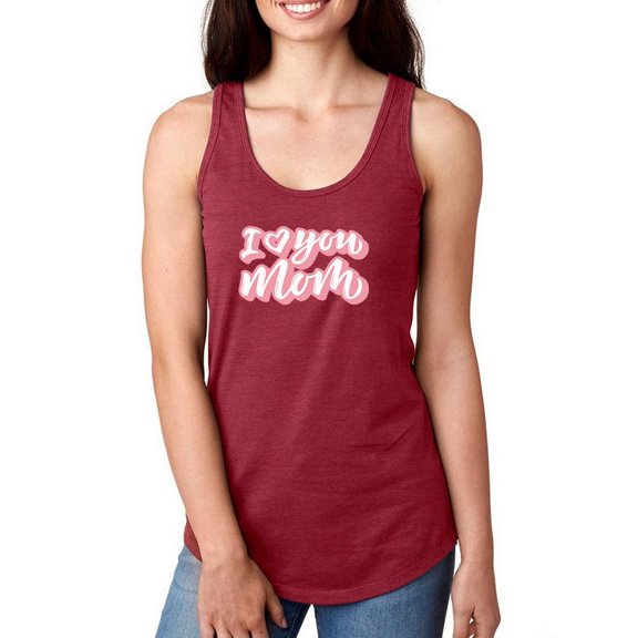 I Love You Mom Bold White Racerback Tank Women -Image by Shutterstock, Female x-Small