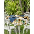 thumbnail image 3 of Outdoor Tablecloth with Umbrella Hole for Patio/Picnic/Party/Camping, Yellow Sunflowers Waterproof Table Cloth Round Cover Washable, Summer Spring Botanical Truck Bees Check (Dia 60"), 3 of 9