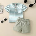 thumbnail image 2 of CONROSES Baby Boys Summer Outfit Set Striped Short Sleeve Polo Shirt Shorts Clothes Sets for Kids, Sizes 12-18 Months, 2 of 9