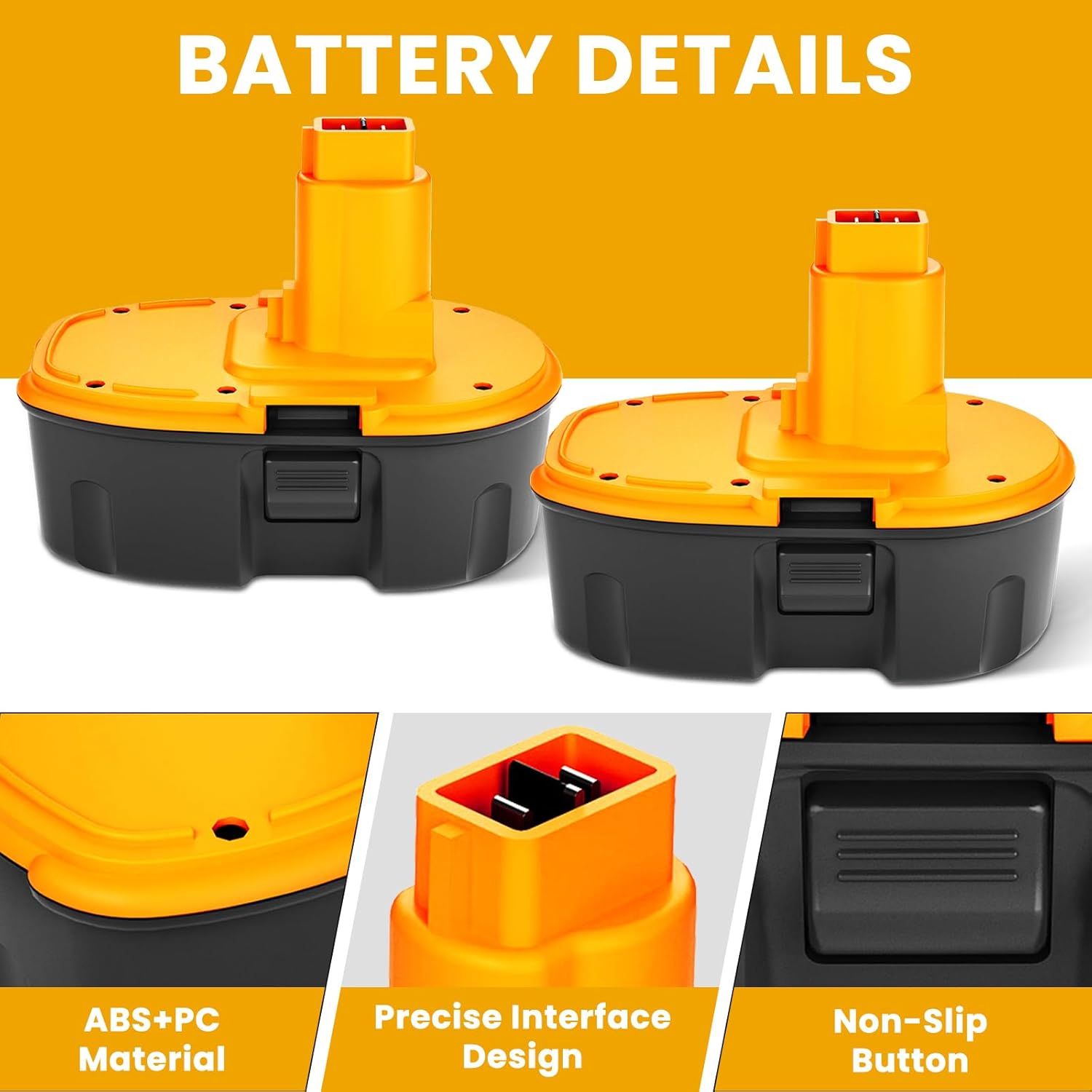 2Packs 4500mAh Ni-Mh 18 Volt DC9096 Battery and DC9310 Charger Compatible with Dewalt 18V Battery XRP DC9096 DC9099 DW9098 DW9099 DW9095 DW9096 DE9039 Cordless Power Tools