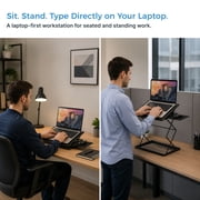 CD4 Adjustable Laptop Standing Desk Converter with 4 Heights, Tilting Platform and Level Mouse Pad, Black