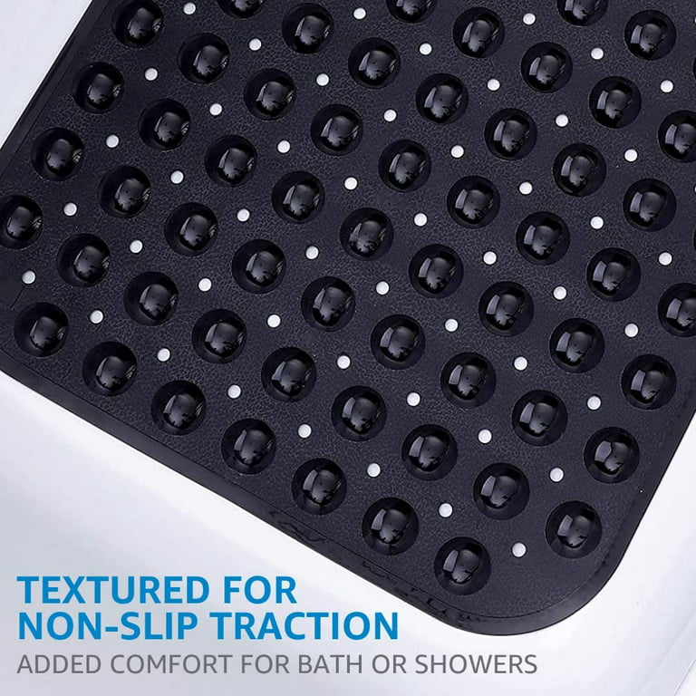 Pinzz Vinyl Non-Slip Bathtub Mat Anti-Bacterial Shower Mat,Extra Long,100*40CM/16*38, Powerful Suction Cup Gripping,Machine Washable