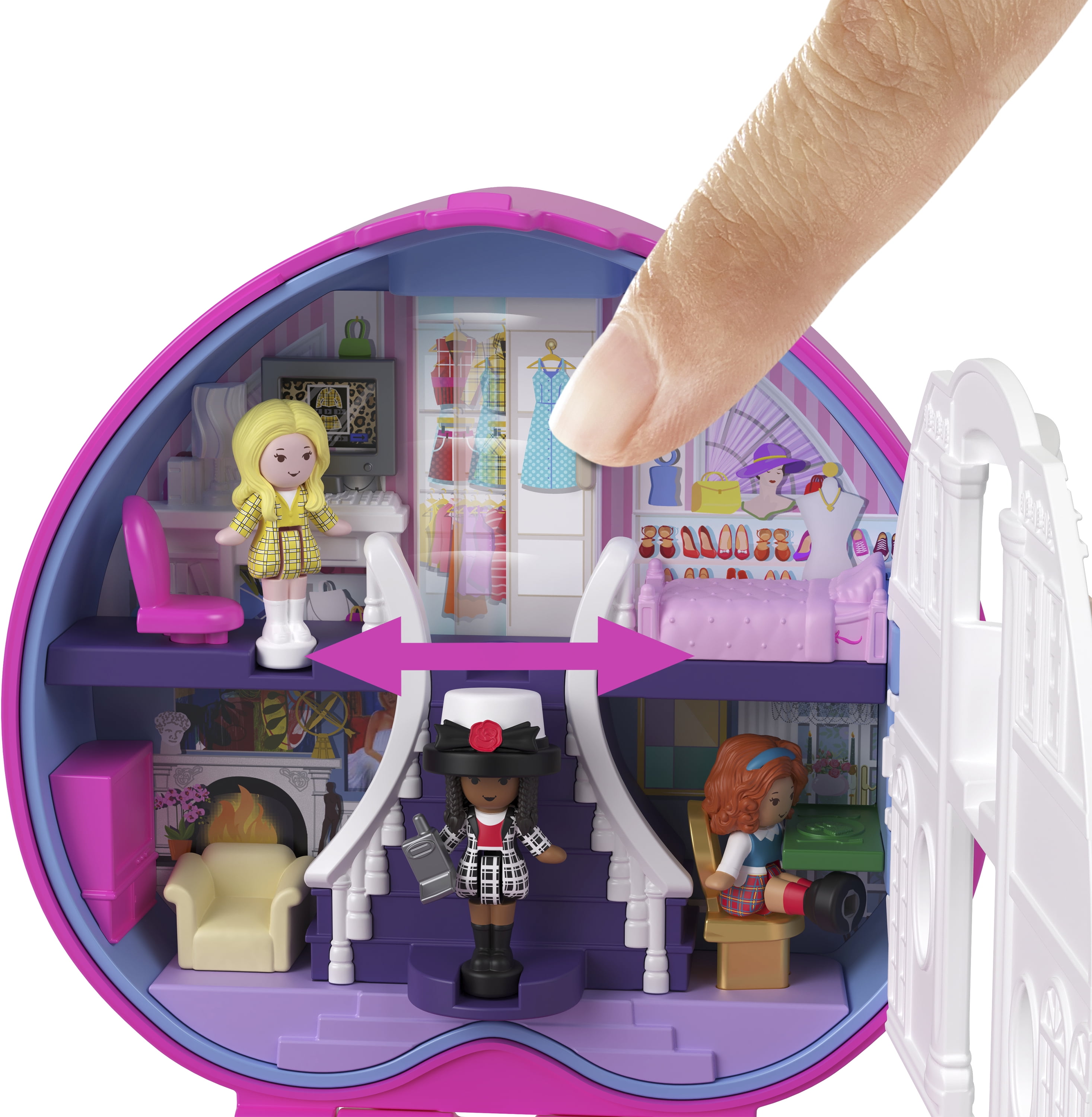 Polly Pocket Micro Dolls and Playset, Collector Clueless Compact with Toy Car, Hat and Phone Accessories