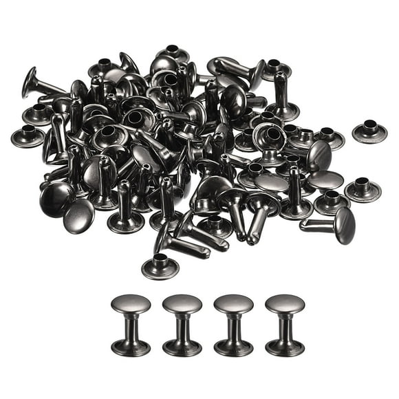 Unique Bargains 100 Sets Leather Rivets 9mm Double Cap Rivets 12mm Height Metal Studs Rivet, Gun-black