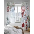 thumbnail image 3 of Christmas Sheer Curtains 84 Inch Long 2 Panels, Cute Red Snowman Xmas Pine Leaf Winter Snowflake Light Filtering Rod Pocket Semi Sheer Curtains, Sheer Voile Drapes for Living Room Bedroom, 52"x84", 3 of 5