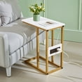 thumbnail image 7 of VECELO C Shaped End Table with Charging Station, Small Side Tables C Couch Table for Living Room, Bedroom, Sofa Table with USB Ports and Outlets for Small Spaces, Gold, 7 of 7