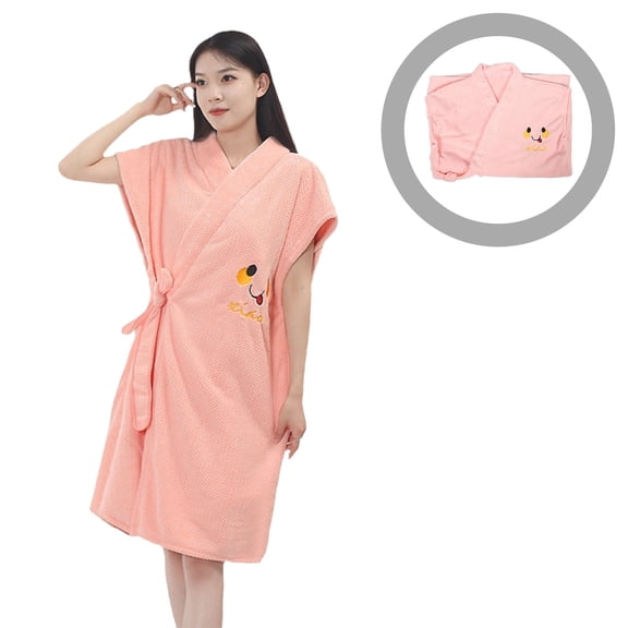 TITINICE Pink Wearable Bathrobe Made from Ultrasoft Coral Fleece for Shower and Home Use
