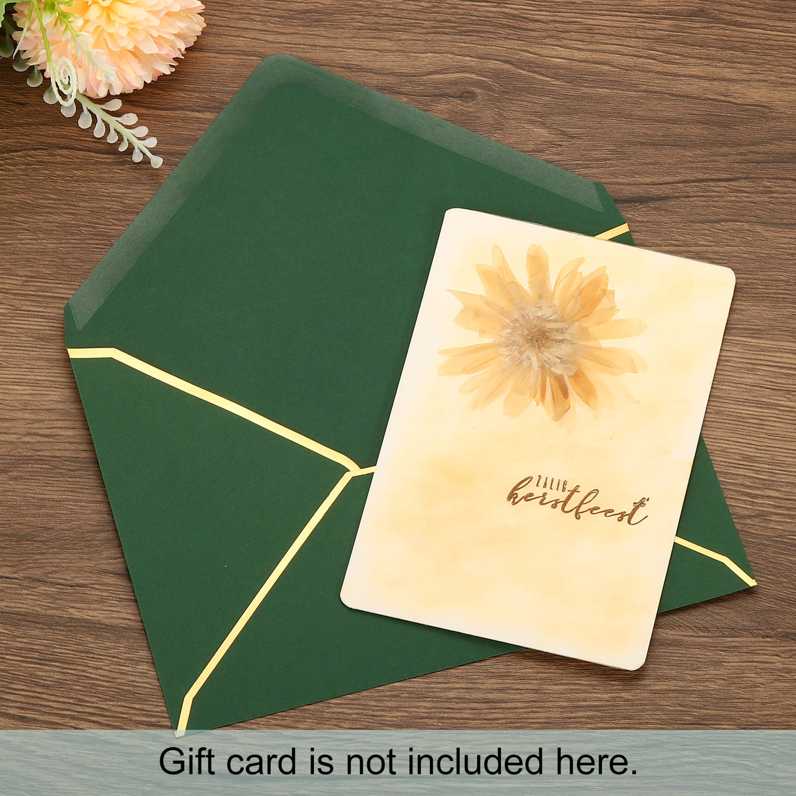 Unique Bargains A7 Envelopes Card V Flap Envelopes with Gold Border for Gift Cards Dark Green, Gold