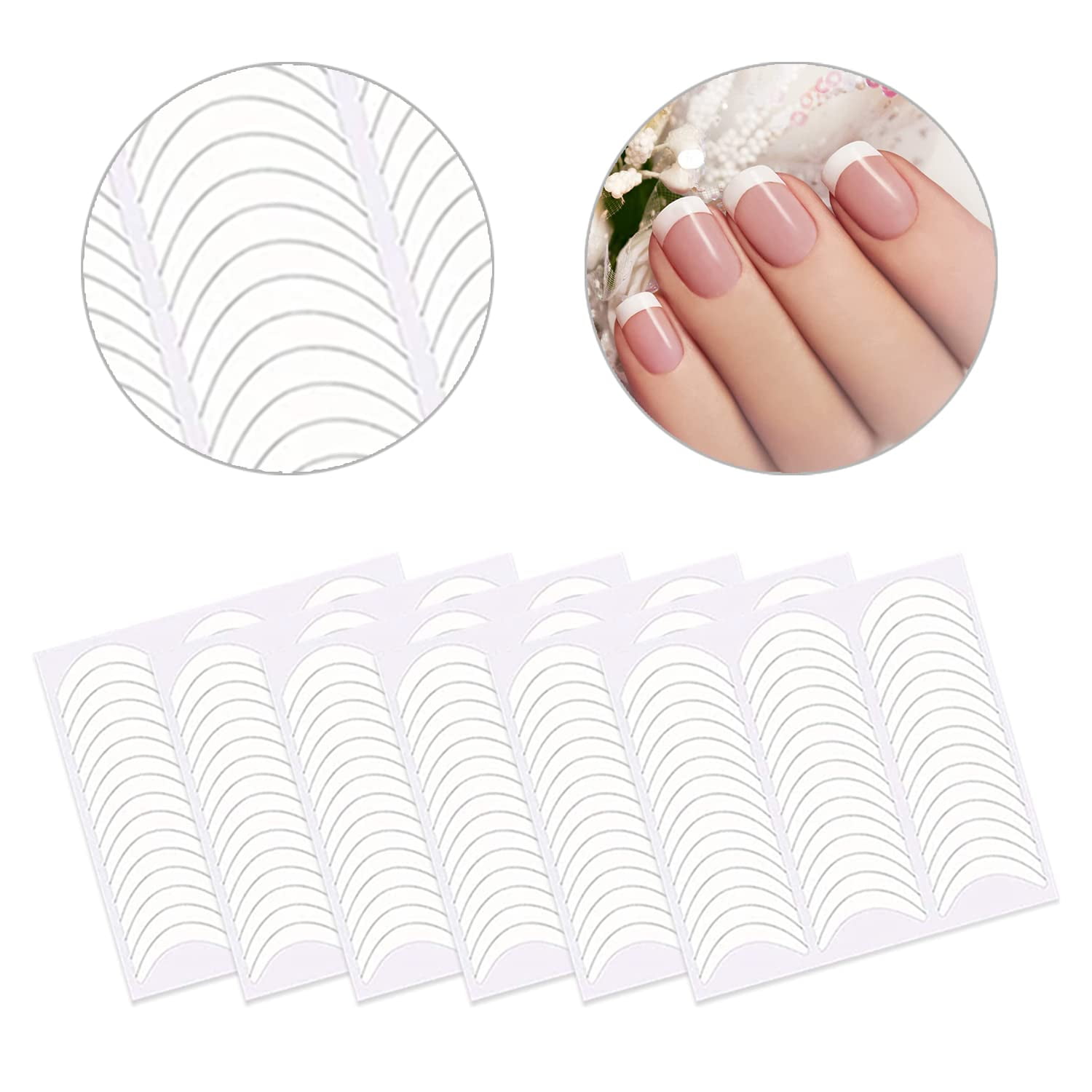 FRENCH MANICURE Guides, Natural Smile Line Self-Adhesive Stickers 3  Sheet/135 Pcs - TDI, Inc