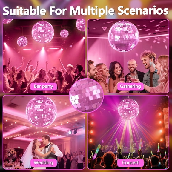 Jubilant (Gold, Pink) 12 inch/16 inch/20 inch mirrored disco ball, suitable for DJ club parties/live stages/wedding homes/decorations, easy to hang atmosphere enhancer