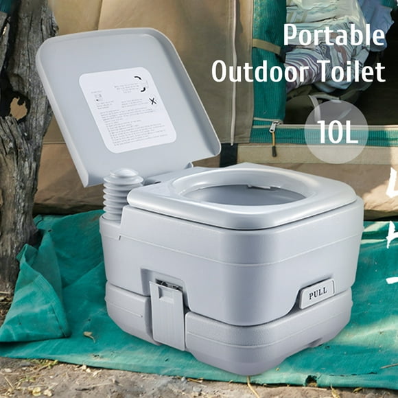 10L Portable Toilet with Full Seat Bellow Pump No Odors for Travel & Camping