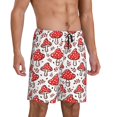 Adobk Amanita Red Mushroom Print Pajama Shorts Elastic Waistband Sleep