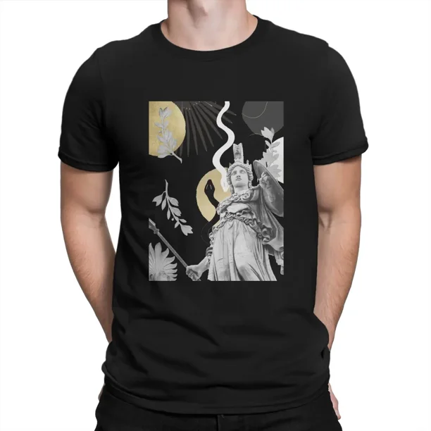 Camiseta de algodón Athena Pallas Finesse Crazy para hombre, manga corta, diosa griega antigua, cuello redondo