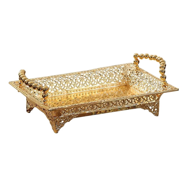 Cateissary Metal en Fruit Tray Holder Vanity Tray for Kitchen Bathroom Decoration Teteras Oro 41x25cm