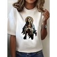 thumbnail image 1 of Vintage-Inspired Geometric Print T-Shirt for Women - Casual Crew Neck, Short Sleeve Top, Breathable Polyester, Machine Washable - Perfect for Summer, 1 of 7