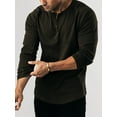 thumbnail image 3 of KelaJuan Men's Spring Autumn Casual T-shirt Solid Color Long Sleeve Crewneck Button Down Shirt Tops, 3 of 6