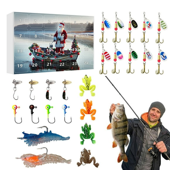 Binwennn Fishing Advent Calendar 2024 Adult Men Teen Boys Fishing Advent Calendarfor Freshwater Saltwater Soft For Father Boyfriend Granpa A2 Mixer Timer 25 Days of Christmas Countdown Exercise Timer