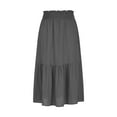 thumbnail image 3 of Women's Flowy Boho Maxi Skirt 2025 New Summer Smocked Waist Ruffle Tiered a Line Casual Beach Long Skirts Long Flowy Skirts for Women Dark Gray XL, 3 of 9