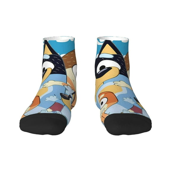 Silaia Bluey Print Adult Socks,Ankle Athletic Running Socks,Cushioned Breathable Low Cut Sports Tab Socks for Men and Women,Moisture-Wicking Crew Socks