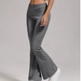 thumbnail image 2 of Women'S Flare Skinny Pants Fold over Leggings Bell Bottom Slim Fit Yoga Pants Y2k Joggers Dark Gray L, 2 of 7