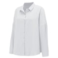 thumbnail image 6 of Holzkary Womens Long Sleeve Button Down Cotton Linen Shirt Blouse Loose Fit Casual V-Neck Tops Pleated Lapel Shirt Station Explosion Solid Color Top White M, 6 of 9